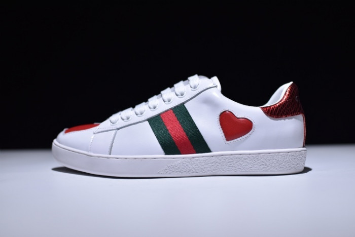 gc ace embroidered low-top sneaker with red heart womens